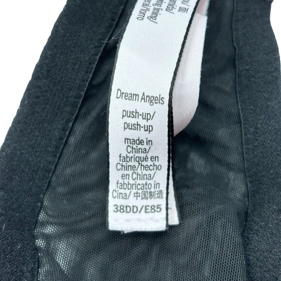 Victorias Secret Dream Angels Push-Up Bra 38DD Black Lace Adjustable Straps Unde - Picture 5 of 10